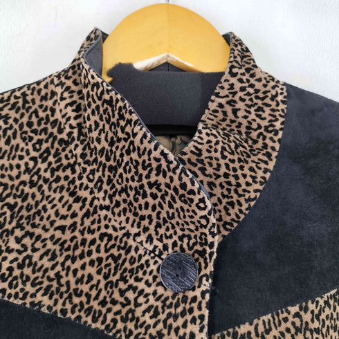 レオパード柄切り替えスウェードジャケット レディース FREE